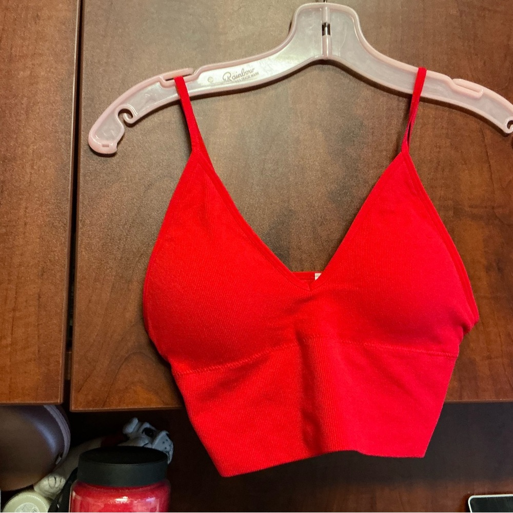 Red V-Neck Crop Top